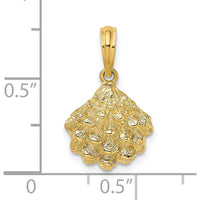 14K Yellow Gold Textured Oyster Shell Charm - Polished Finish by Oro Pregiato