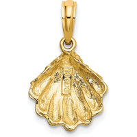 14K Yellow Gold Textured Oyster Shell Charm - Polished Finish by Oro Pregiato