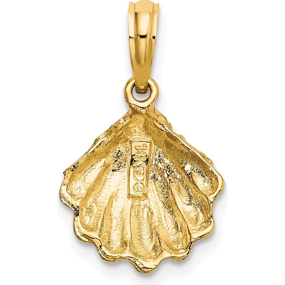 14K Yellow Gold Textured Oyster Shell Charm - Polished Finish by Oro Pregiato