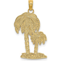 14K Yellow Gold Textured Palm Tree Charm Pendant - 21.88mm by Oro Pregiato