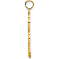 14K Yellow Gold Textured Palm Tree Charm Pendant - 21.88mm by Oro Pregiato