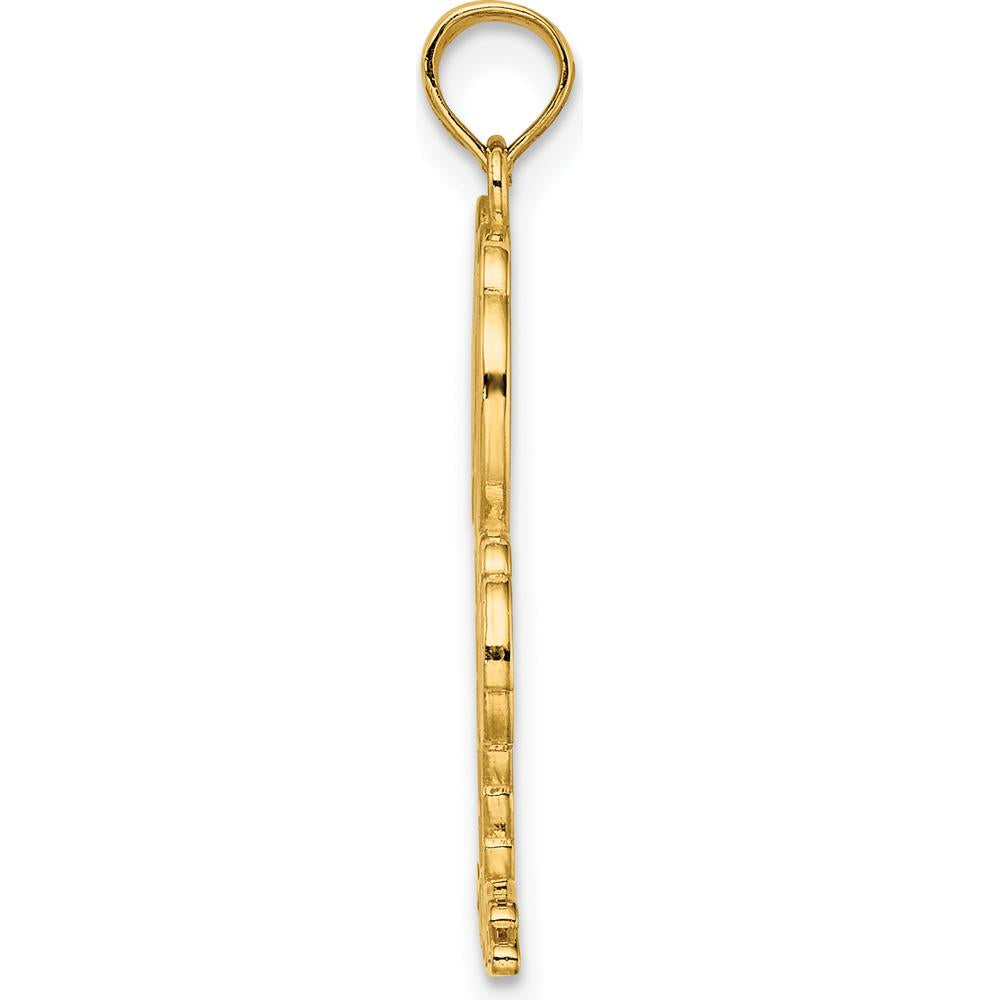 14K Yellow Gold Textured Palm Tree Charm Pendant - 21.88mm by Oro Pregiato
