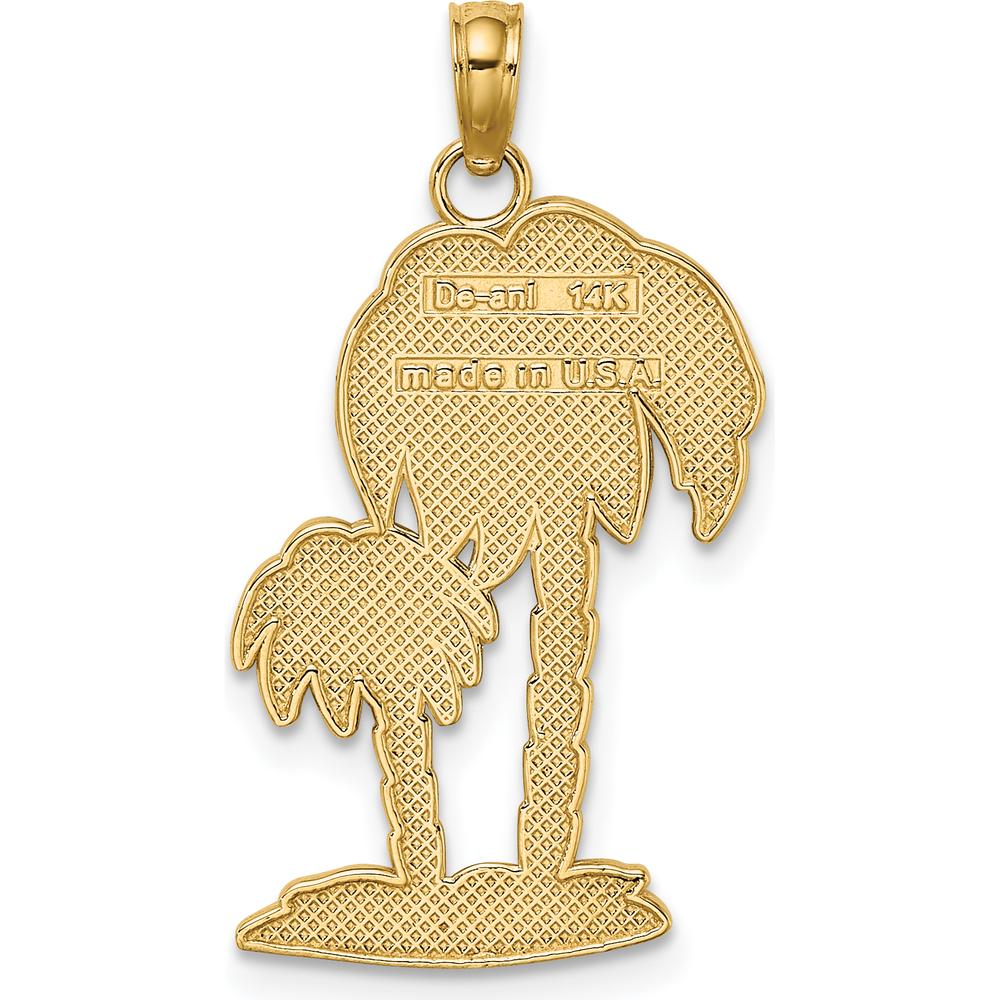 14K Yellow Gold Textured Palm Tree Charm Pendant - 21.88mm by Oro Pregiato