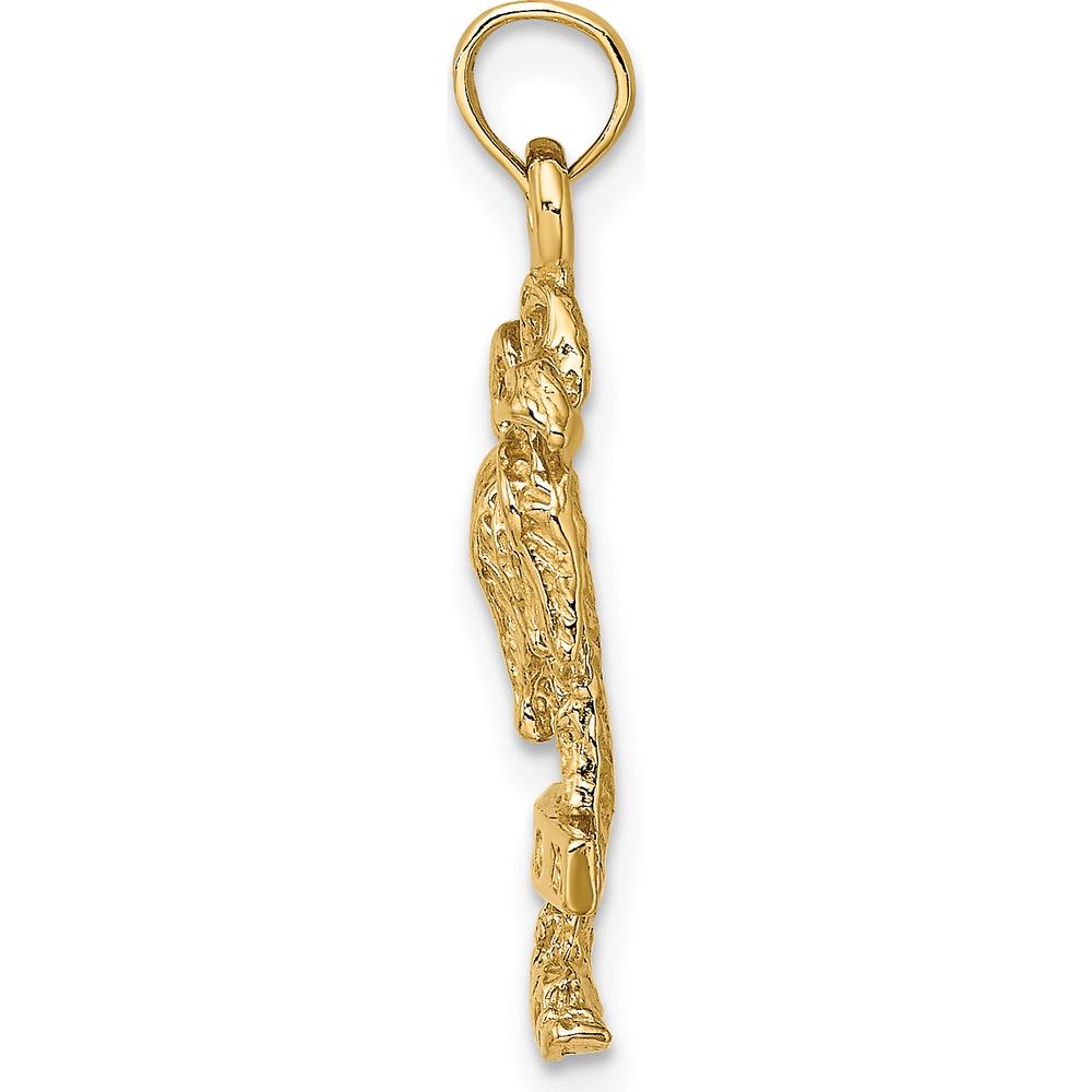 14K Yellow Gold Textured Palm Tree Charm with Polished Finish - 24.3mm Length by Oro Pregiato