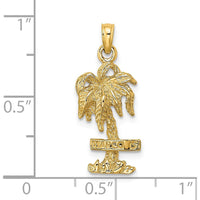 14K Yellow Gold Textured Palm Tree Charm with Polished Finish - 24.3mm Length by Oro Pregiato