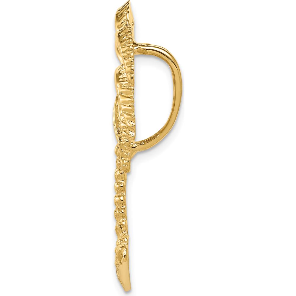 14K Yellow Gold Textured Palm Tree Omega Slide Pendant - 35mm Length by Oro Pregiato