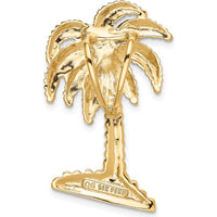 14K Yellow Gold Textured Palm Tree Omega Slide Pendant - 35mm Length by Oro Pregiato