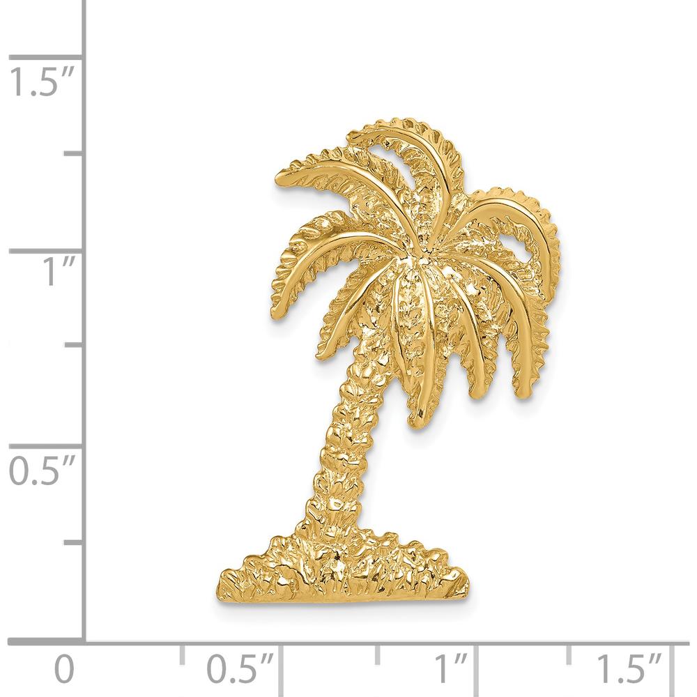 14K Yellow Gold Textured Palm Tree Omega Slide Pendant - 35mm Length by Oro Pregiato
