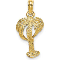 14K Yellow Gold Textured Palm Tree Pendant - 15.8mm Length by Oro Pregiato
