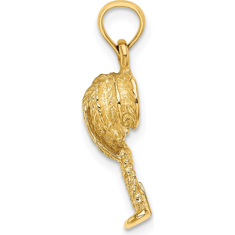 14K Yellow Gold Textured Palm Tree Pendant - 15.8mm Length by Oro Pregiato