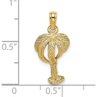 14K Yellow Gold Textured Palm Tree Pendant - 15.8mm Length by Oro Pregiato
