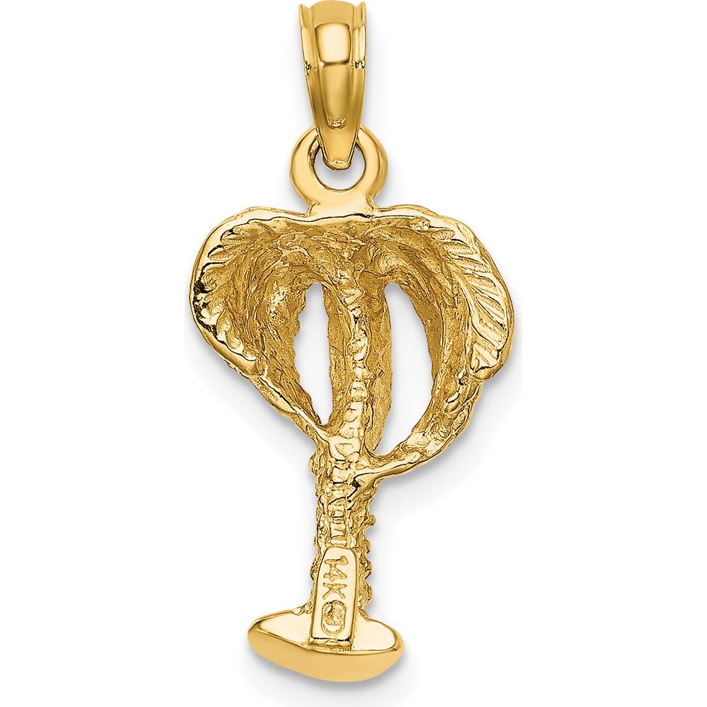 14K Yellow Gold Textured Palm Tree Pendant - 15.8mm Length by Oro Pregiato