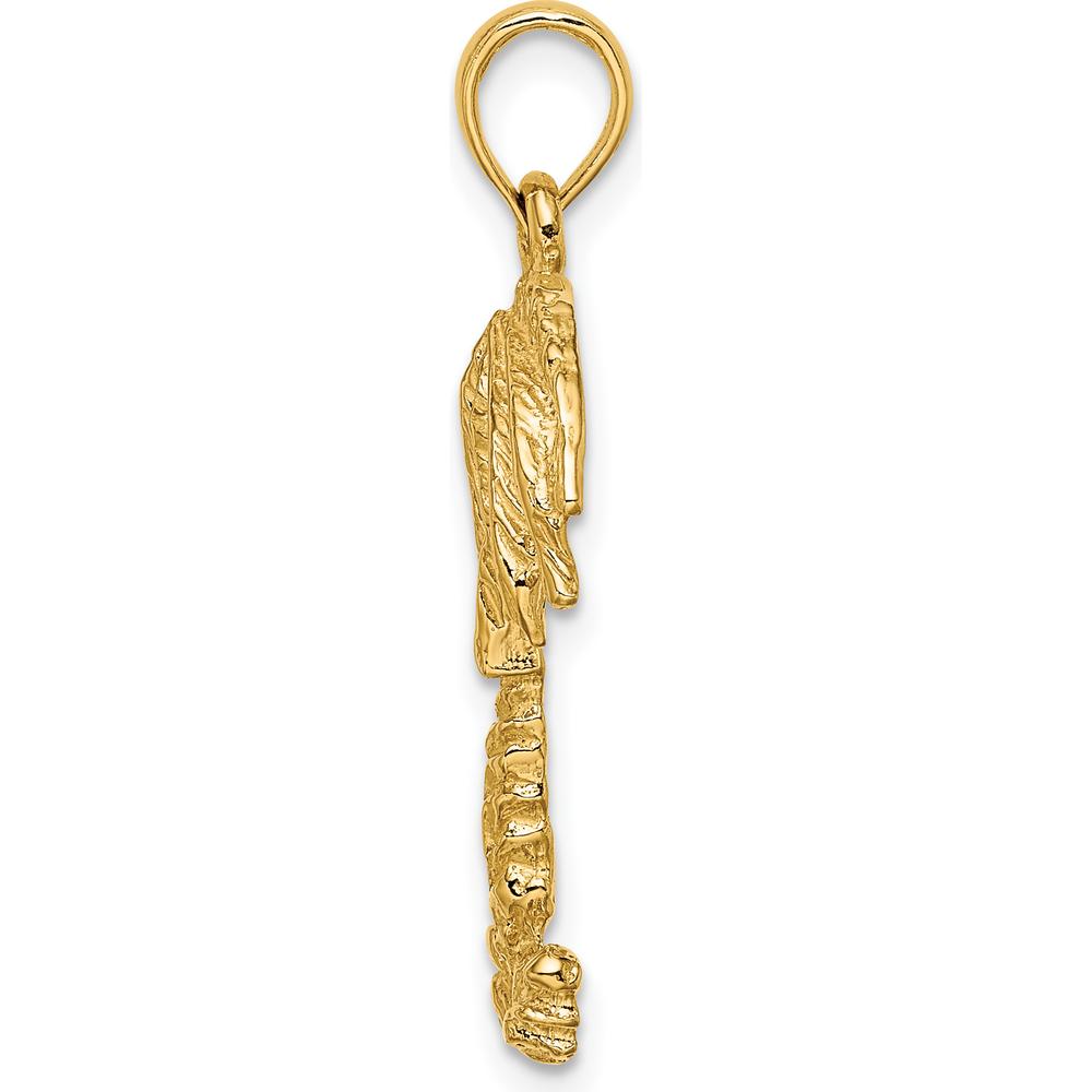 14K Yellow Gold Textured Palm Tree Pendant Charm by Oro Pregiato