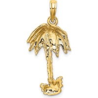 14K Yellow Gold Textured Palm Tree Pendant Charm by Oro Pregiato
