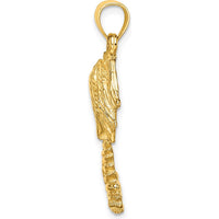 14K Yellow Gold Textured Palm Tree Pendant with Polished Back by Oro Pregiato