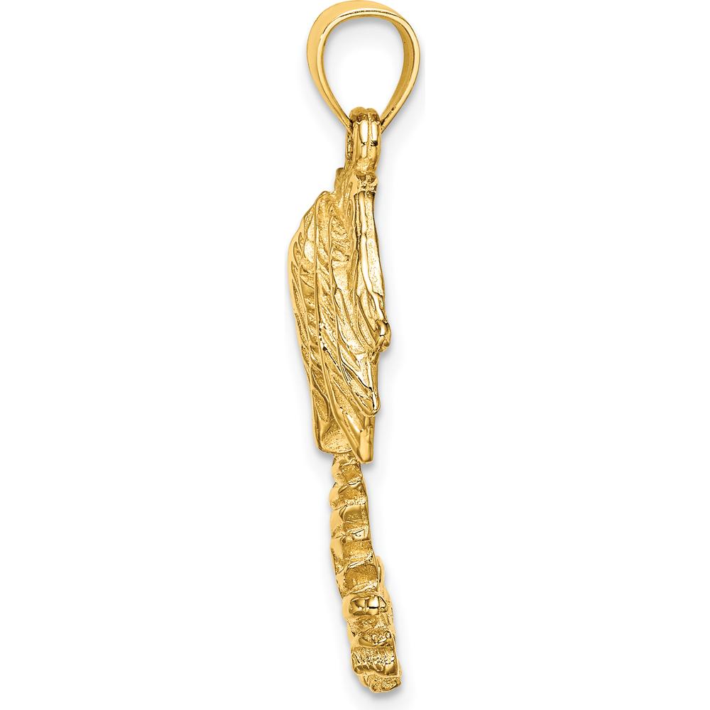 14K Yellow Gold Textured Palm Tree Pendant with Polished Back by Oro Pregiato