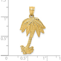 14K Yellow Gold Textured Palm Tree Pendant with Polished Back by Oro Pregiato