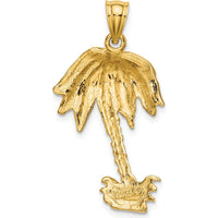 14K Yellow Gold Textured Palm Tree Pendant with Polished Back by Oro Pregiato