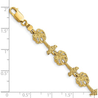 14K Yellow Gold Textured Palm Tree Station Bracelet - 7.25 Inches by Oro Pregiato