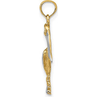 14K Yellow Gold Textured Pelican Charm with White Rhodium Accents by Oro Pregiato