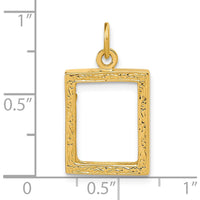 14K Yellow Gold Textured Picture Frame Pendant with Reversible Design