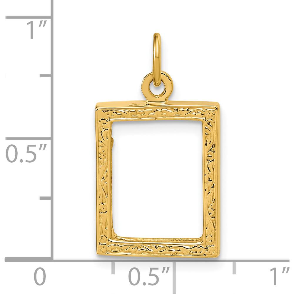 14K Yellow Gold Textured Picture Frame Pendant with Reversible Design