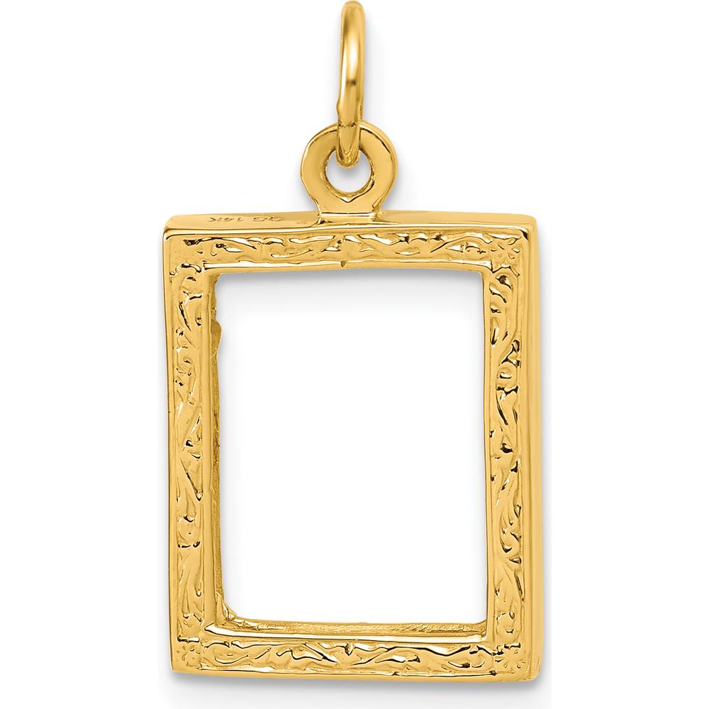 14K Yellow Gold Textured Picture Frame Pendant with Reversible Design