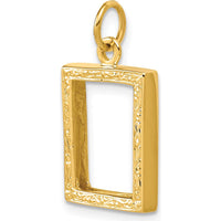14K Yellow Gold Textured Picture Frame Pendant with Reversible Design