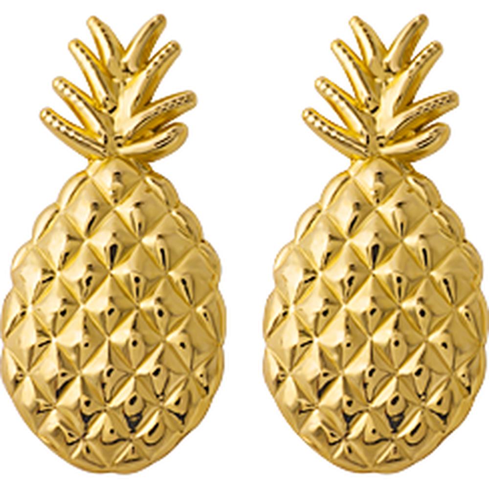 14K Yellow Gold Textured Pineapple Post Earrings - Elegant and Playful Design by 0