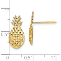 14K Yellow Gold Textured Pineapple Post Earrings - Elegant and Playful Design by 0