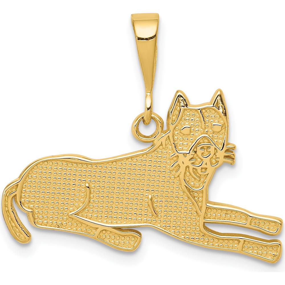 14K Yellow Gold Textured Pit Bull Dog Pendant - Polished Finish by Oro Pregiato