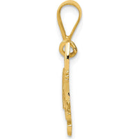 14K Yellow Gold Textured Pit Bull Dog Pendant - Polished Finish by Oro Pregiato