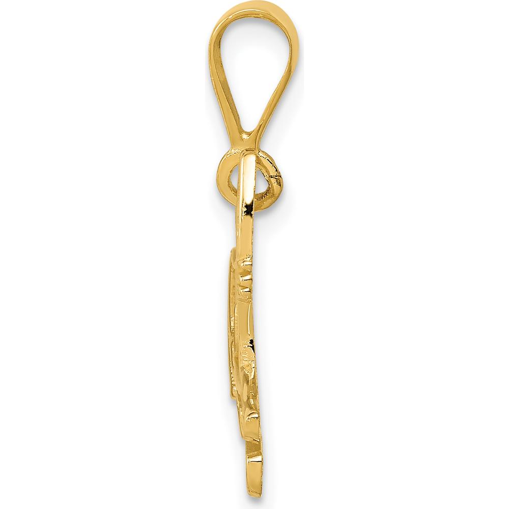 14K Yellow Gold Textured Pit Bull Dog Pendant - Polished Finish by Oro Pregiato