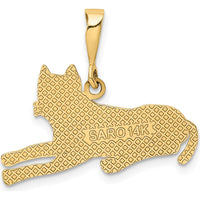 14K Yellow Gold Textured Pit Bull Dog Pendant - Polished Finish by Oro Pregiato