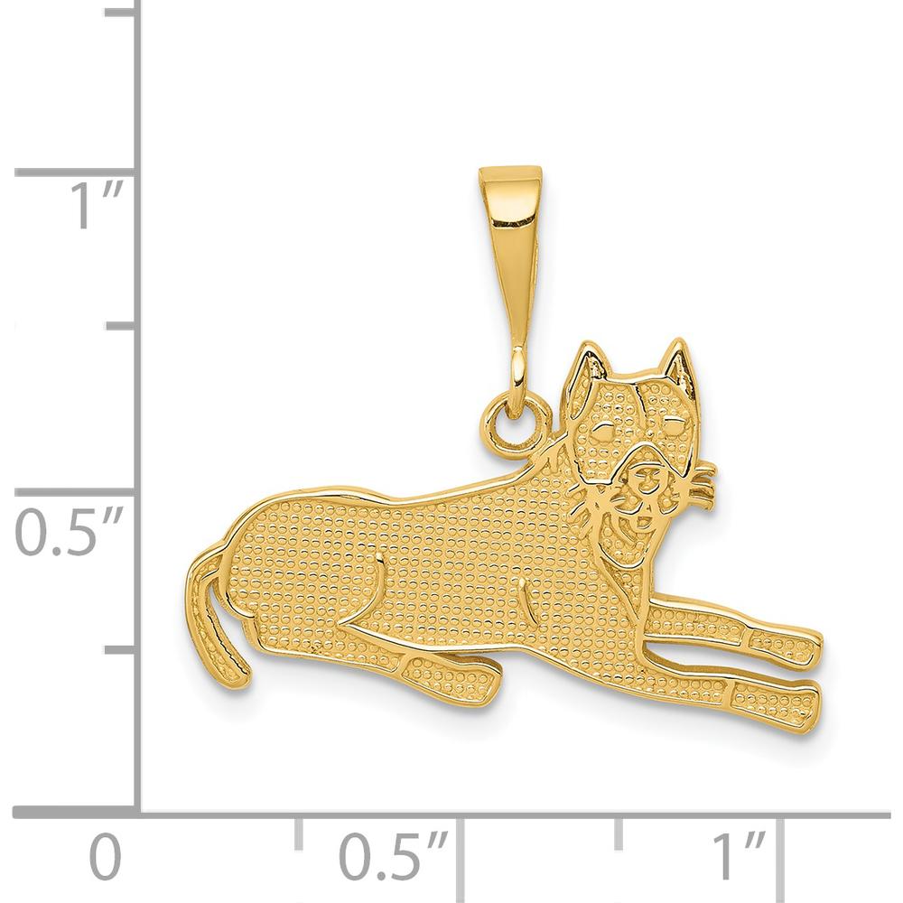 14K Yellow Gold Textured Pit Bull Dog Pendant - Polished Finish by Oro Pregiato