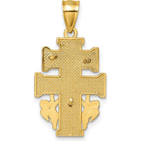 14K Yellow Gold Textured Polished Cara Vaca Crucifix Pendant - 28.6mm Length by Oro Pregiato