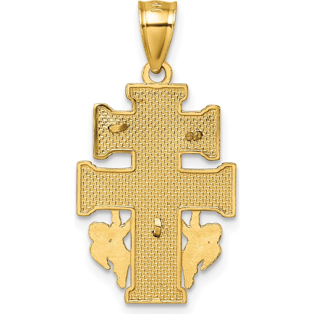 14K Yellow Gold Textured Polished Cara Vaca Crucifix Pendant - 28.6mm Length by Oro Pregiato