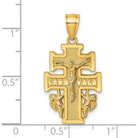 14K Yellow Gold Textured Polished Cara Vaca Crucifix Pendant - 28.6mm Length by Oro Pregiato