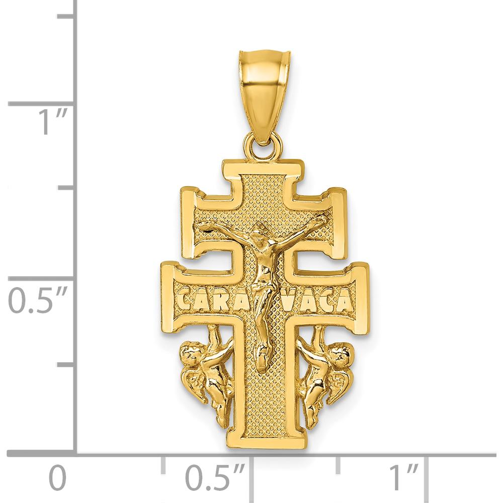 14K Yellow Gold Textured Polished Cara Vaca Crucifix Pendant - 28.6mm Length by Oro Pregiato