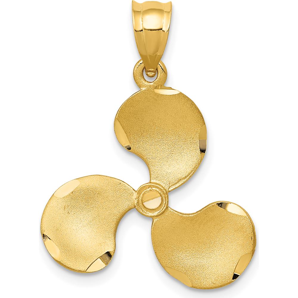 14K Yellow Gold Textured Propeller Pendant - Solid, 26mm x 20mm by Oro Pregiato