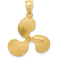 14K Yellow Gold Textured Propeller Pendant - Solid, 26mm x 20mm by Oro Pregiato