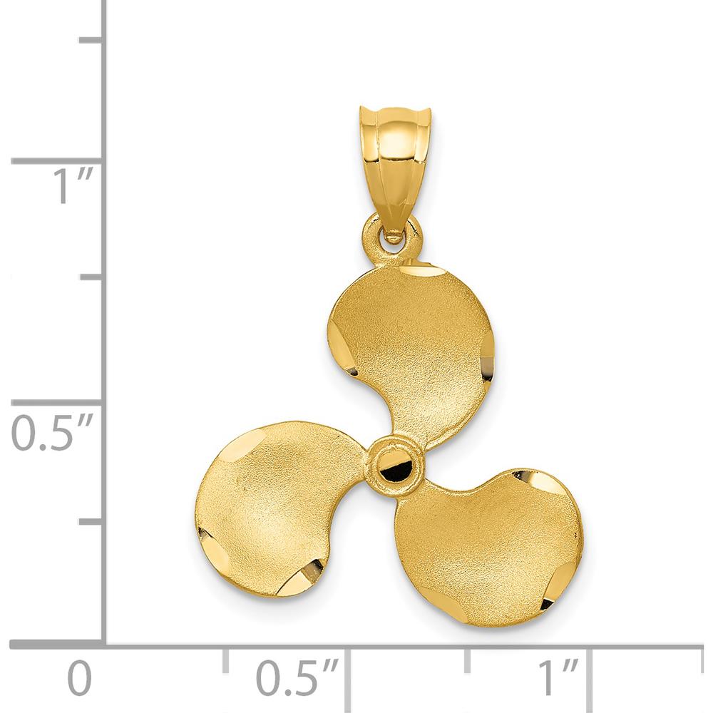 14K Yellow Gold Textured Propeller Pendant - Solid, 26mm x 20mm by Oro Pregiato