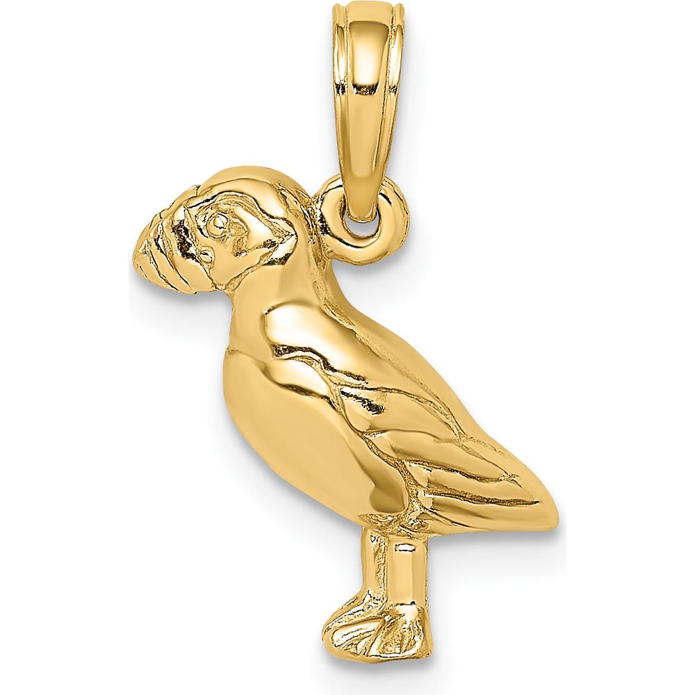 14K Yellow Gold Textured Puffin Bird Charm - 14mm Length by Oro Pregiato