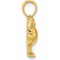 14K Yellow Gold Textured Puffin Bird Charm - 14mm Length by Oro Pregiato