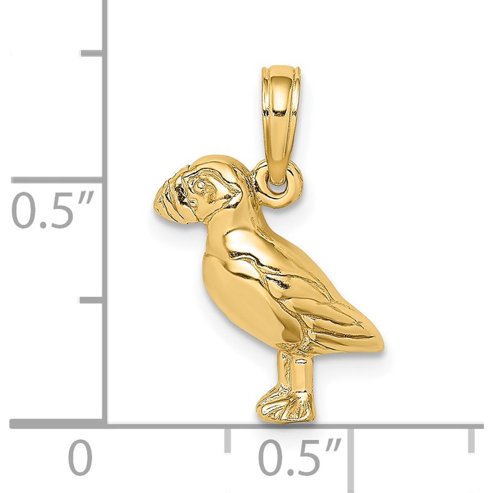 14K Yellow Gold Textured Puffin Bird Charm - 14mm Length by Oro Pregiato