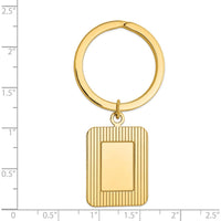 14K Yellow Gold Textured Rectangle Disc Engravable Key Ring by Oro Pregiato
