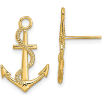 14K Yellow Gold Textured Rope Anchor Drop Earrings by 0