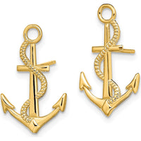 14K Yellow Gold Textured Rope Anchor Drop Earrings by 0