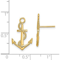 14K Yellow Gold Textured Rope Anchor Drop Earrings by 0