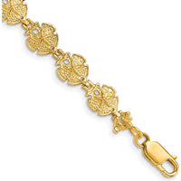 14K Yellow Gold Textured Sand Dollar 8" Bracelet with Polished Finish by Oro Pregiato